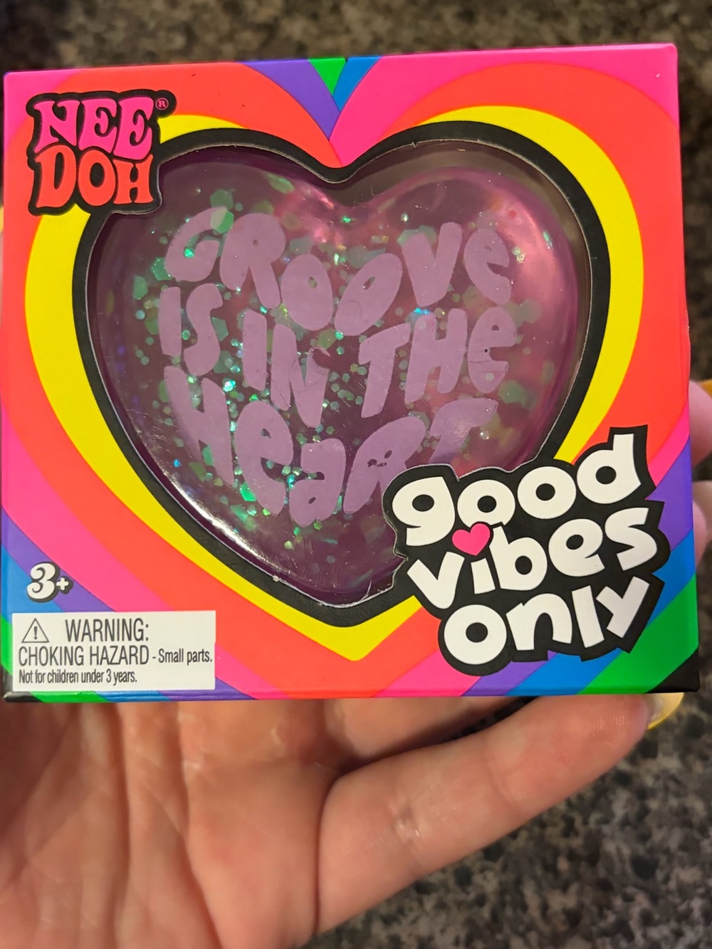 Nee Doh Kids Toy Stress Ball - Pink Heart "Groove is in the Heart”